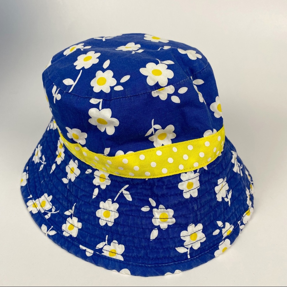 Mini Boden Blue Yellow Daisy Spring Summer Bucket Hat 2Y-6Y